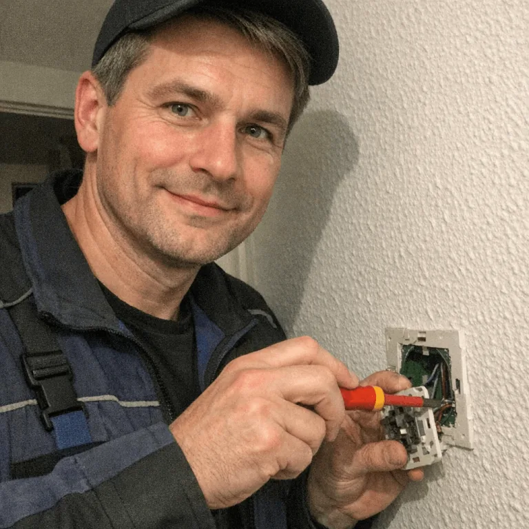 Fachkraft beim Lichtschalter Austauschen am Einsatzort